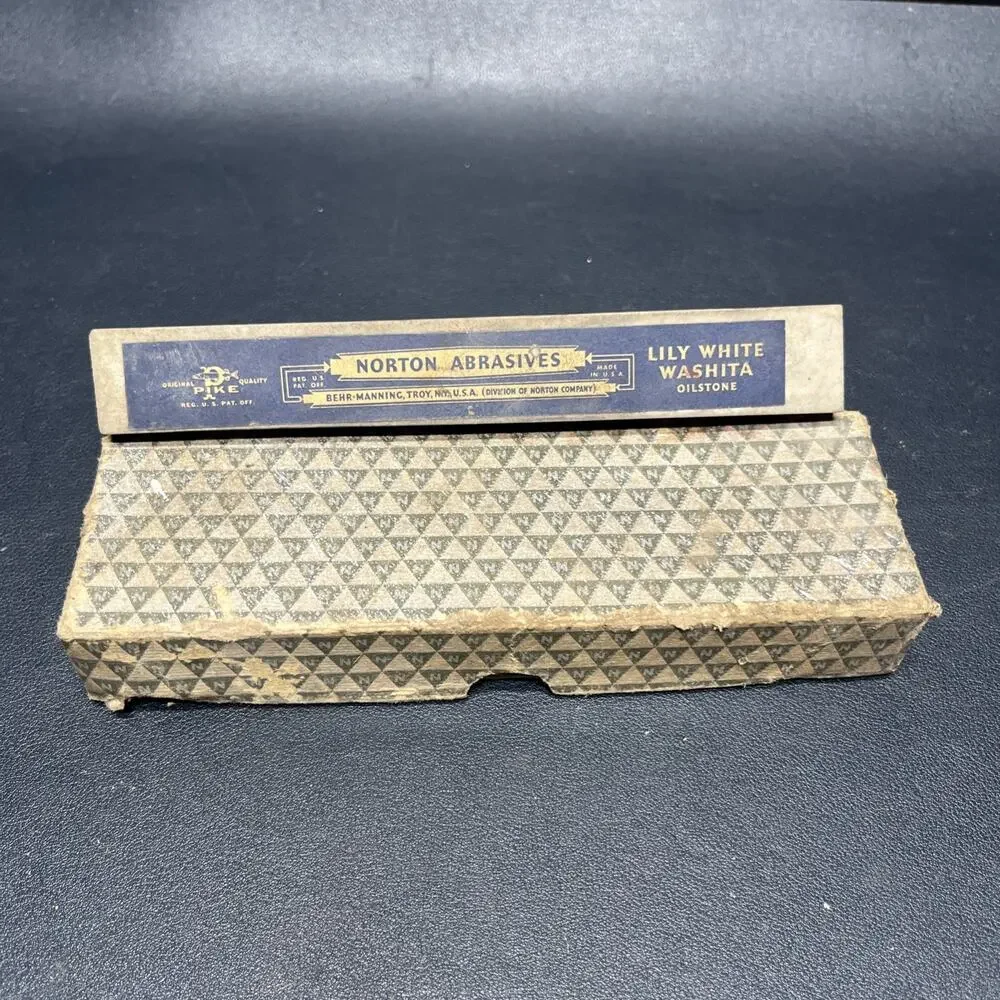 Lily White Washita Norton Abrasives Stone Sharpening Oilstone Vintage Whetstone